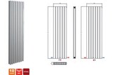 Belrad Designradiator Ovaal Verticaal Wit Dubbel 180x47,2cm 1836 Watt Ovaal Verticaal Midden aansuiting.