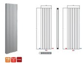 Belrad Designradiator Ovaal Verticaal Wit Dubbel 180x47,2cm 1836 Watt Ovaal Verticaal Midden aansuiting.