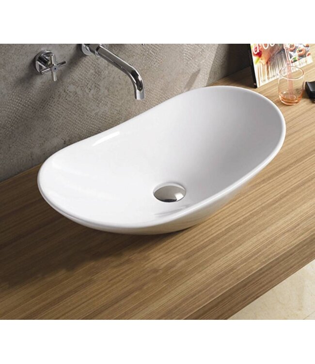 SaniPro Acosta Keramische waskom Opbouw 62x34x14,5cm zonder kraangat