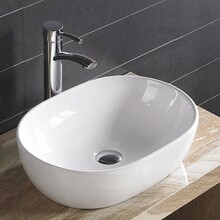 Waskom Milano Ovaal 48x35x14cm Opbouw Keramiek Glans Wit