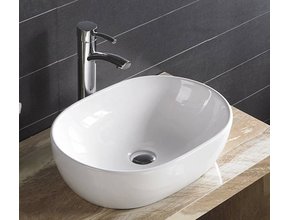 Waskom Milano Ovaal 48x35x14cm Opbouw Keramiek Glans Wit