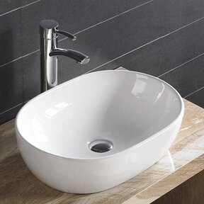 Waskom Milano Ovaal 48x35x14cm Opbouw Keramiek Glans Wit