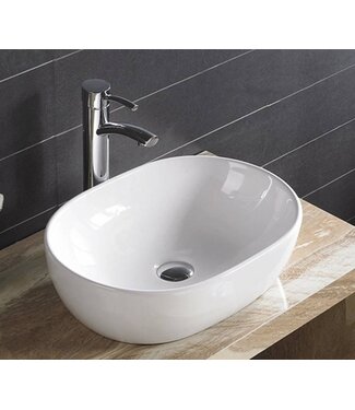 SANI-SUPPLY Waskom Milano Ovaal 48x35x14cm Opbouw Keramiek Glans Wit