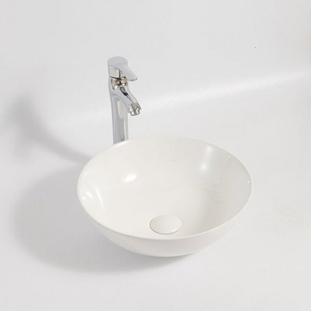 Waskom Valencia Rond 41x41x12 cm Opbouw Keramiek Glans Wit