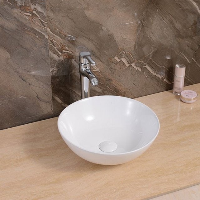 Waskom Valencia Rond 41x41x12 cm Opbouw Keramiek Glans Wit