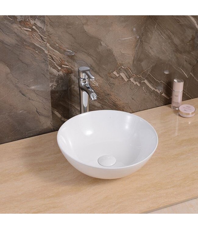 SANI-SUPPLY Waskom Valencia Rond 41x41x12 cm Opbouw Keramiek Glans Wit