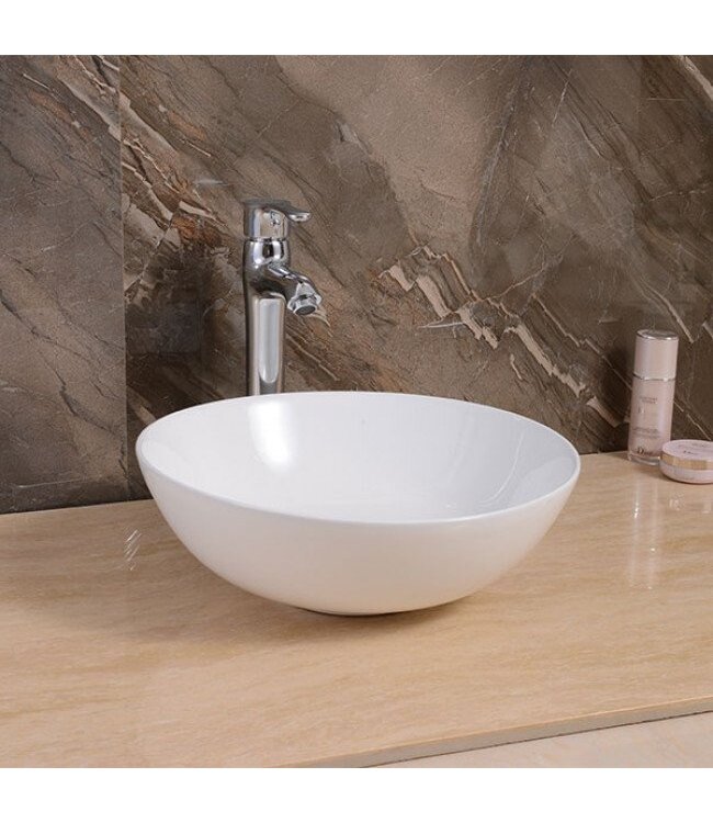 SANI-SUPPLY Waskom Valencia Rond 41x41x12 cm Opbouw Keramiek Glans Wit