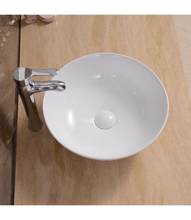 SANI-SUPPLY Waskom Valencia Rond 41x41x12 cm Opbouw Keramiek Glans Wit