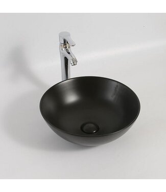 SANI-SUPPLY Waskom Valencia Mat Zwart 40x40x13,5cm Opbouw Keramiek Rond