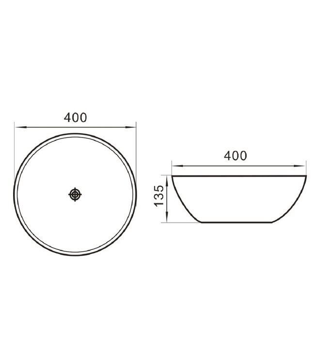 Waskom Valencia Mat Zwart 40x40x13,5cm Opbouw Keramiek Rond