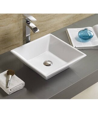 SANI-SUPPLY Opbouw Waskom Trento Vierkant Glans Wit 38,5x38,5x12cm Keramiek