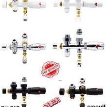 Belrad Thermostaat Radiatorkraan Haaks Wit - Chroom - Mat Zwart