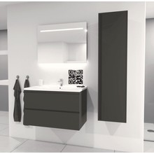 Creavit Sally Badkamermeubel Hoogglans Grijs 80cm met keramische wastafel 2 lades Softclose 1 kraangat