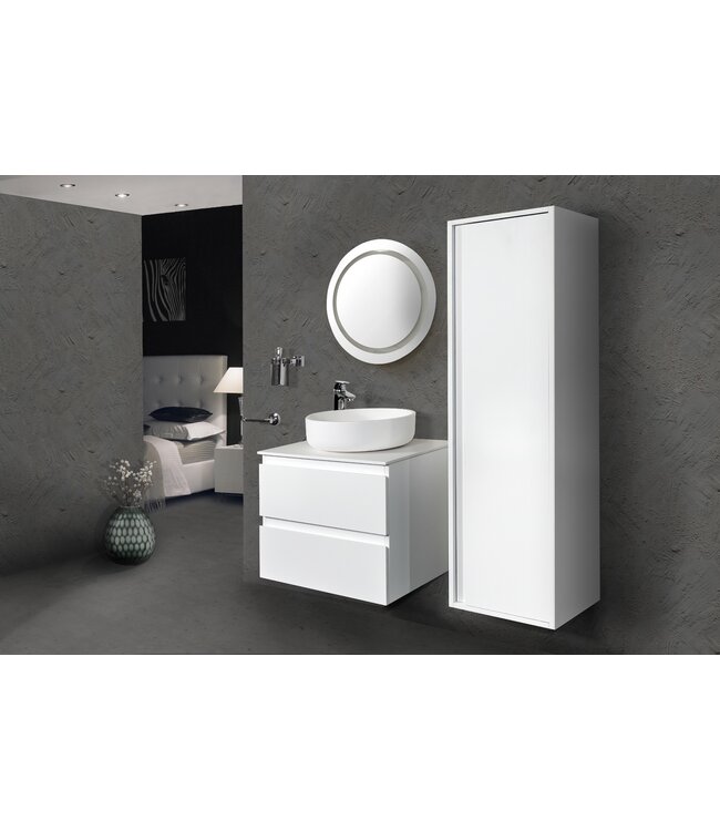 Creavit Sally Badkamermeubel 60cm Hoogglans Wit met keramisch wastafel 2 lades Softclose