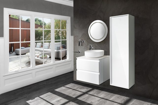 Creavit Sally Badkamermeubel 60cm Hoogglans Wit met keramisch wastafel 2 lades Softclose