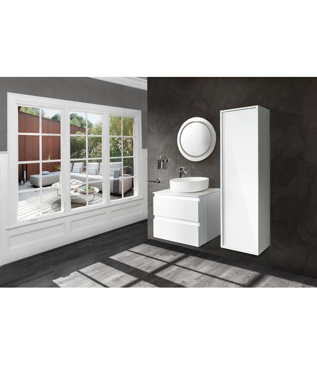 Creavit Sally Badkamermeubel 60cm Hoogglans Wit met keramisch wastafel 2 lades Softclose