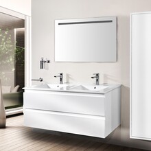 Creavit Sally badkamermeubel 120cm Hoogglans Wit met dubbele keramische wastafel 2lades Softclose