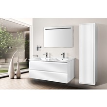 Creavit Sally badkamermeubel 120cm Hoogglans Wit met dubbele keramische wastafel 2lades Softclose