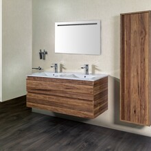 Creavit Sally badkamermeubel 120cm Eiken met dubbele keramische wastafel 2lades Softclose