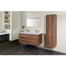 Creavit Sally badkamermeubel 120cm Eiken met dubbele keramische wastafel 2lades Softclose