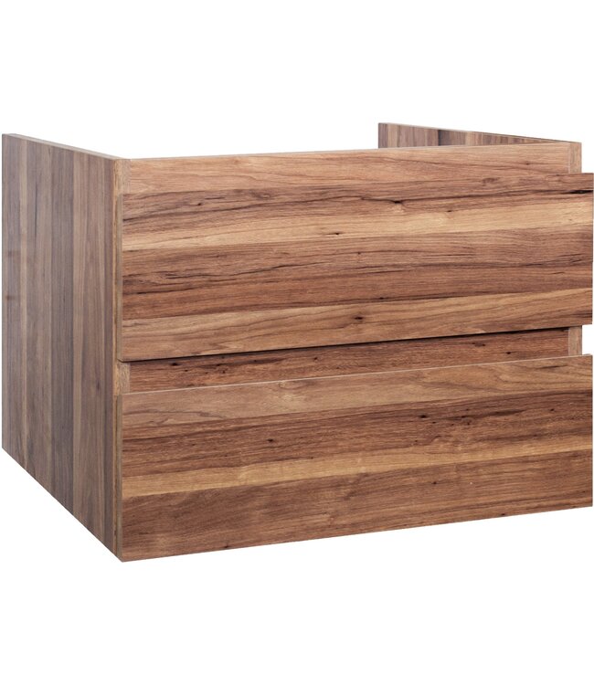 Creavit Sally badkamermeubel Garda Walnoot 80cm met keramische wastafel 2 lades Softclose