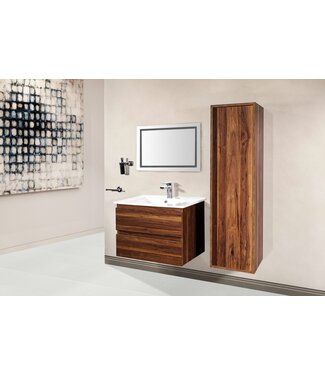 CREAVIT Creavit Sally badkamermeubel Garda Walnoot 60cm met keramische wastafel 2 lades Softclose