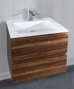 Creavit Sally badkamermeubel Garda Walnoot 60cm met keramische wastafel 2 lades Softclose Creavit Sally badkamermeubel Garda Walnoot 60cm met keramische wastafel 2 lades Softclose