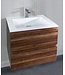 Creavit Sally badkamermeubel Garda Walnoot 60cm met keramische wastafel 2 lades Softclose