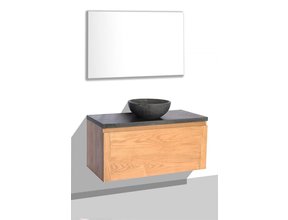 SaniPro Vision Dynasty Badkamermeubel Eiken 80cm met natuursteen waskom en blad