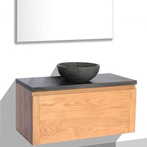 SaniPro Vision Dynasty Badkamermeubel Eiken 80cm met natuursteen waskom en blad