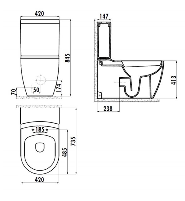 Staand Toilet Creavit GRANDE XXL Duoblok incl. WC-bril OA en PK