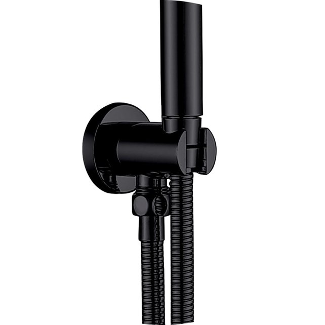 Inbouw Regendouche set Aloni Mat Zwart 25 cm Rond Hoofddouche muur Thermostaatkraan incl. handdouche