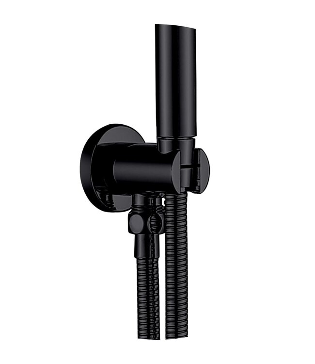 Inbouw Regendouche set Aloni Mat Zwart 25 cm Rond Hoofddouche muur Thermostaatkraan incl. handdouche