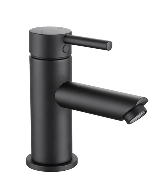 Creavit Aloni Wastafelkraan Laag Mat Zwart Eenhendel bediening Mengkraan Warm en koud Mat Zwart