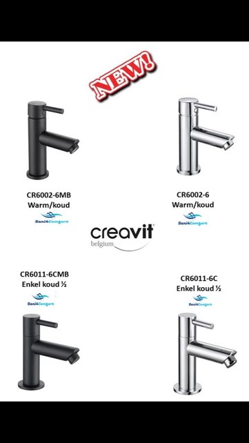 Creavit Fonteinkraan Aloni mat zwart eenhendel bediening laag koud Creavit Fonteinkraan Aloni mat zwart eenhendel bediening laag koud