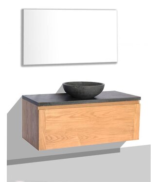 SANI-SUPPLY SaniPro Vision Dynasty Badkamermeubel Eiken 100cm met natuursteen waskom en blad
