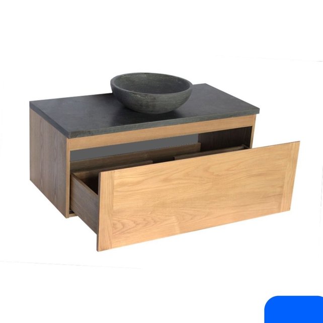 SaniPro Vision Dynasty Badkamermeubel Eiken 100cm met natuursteen waskom en blad