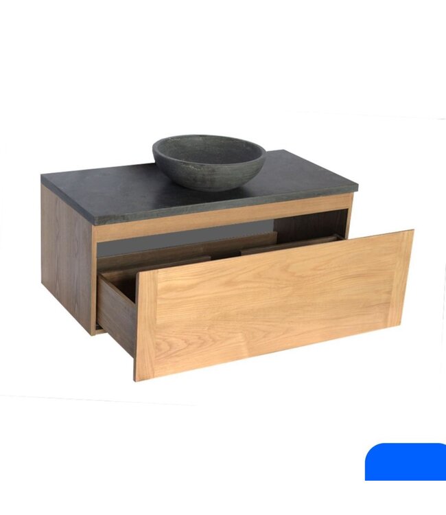 SaniPro Vision Dynasty Badkamermeubel Eiken 100cm met natuursteen waskom en blad