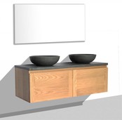 SaniPro Vision Dynasty Badkamermeubel Eiken 120cm met natuursteen waskommen en blad