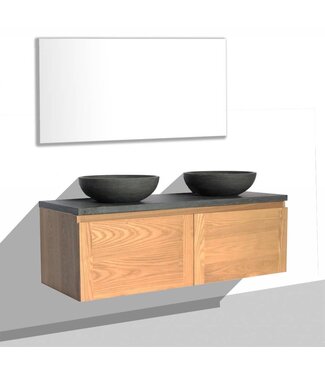 SANI-SUPPLY SaniPro Vision Dynasty Badkamermeubel Eiken 120cm met natuursteen waskommen en blad
