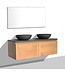 SANI-SUPPLY SaniPro Vision Dynasty Badkamermeubel Eiken 120cm met natuursteen waskommen en blad