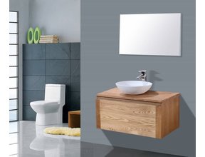 Badkamermeubel Wood Vision 80x47x38cm met Topblad en waskom