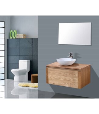 SANI-SUPPLY Badkamermeubel Wood Vision 80x47x38cm met Topblad en waskom