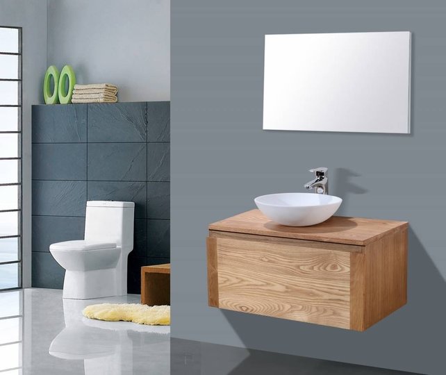 Badkamermeubel Wood Vision 80x47x38cm met Topblad en waskom Badkamermeubel Wood Vision 80x47x38cm met Topblad en waskom