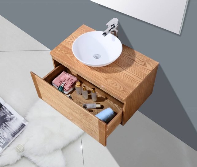 Badkamermeubel Wood Vision 80x47x38cm met Topblad en waskom Badkamermeubel Wood Vision 80x47x38cm met Topblad en waskom