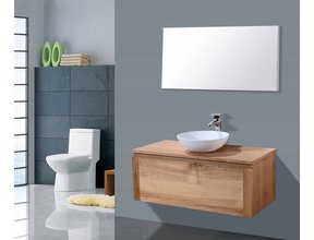 Badkamermeubel Wood Vision 100x47x38cm met Topblad en waskom
