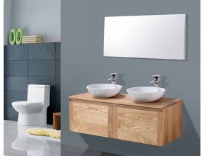 Badkamermeubel Wood Vision 120x47x38cm met Topblad en waskommen