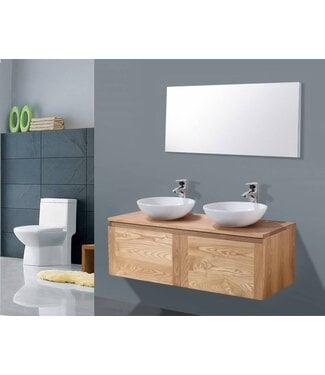 SANI-SUPPLY Badkamermeubel Wood Vision 120x47x38cm met Topblad en waskommen