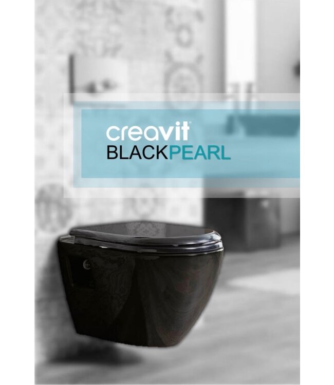CREAVIT Hangtoilet Glans Zwart met bidet Keramiek Diepspoel Nano Coating EasyClean Creavit Glans Zwart TP325 incl toiletbril