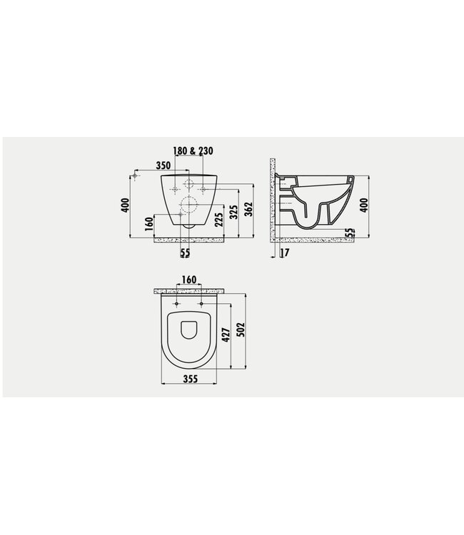 CREAVIT Hangtoilet Glans Zwart met bidet Keramiek Diepspoel Nano Coating EasyClean Creavit Glans Zwart TP325 incl toiletbril